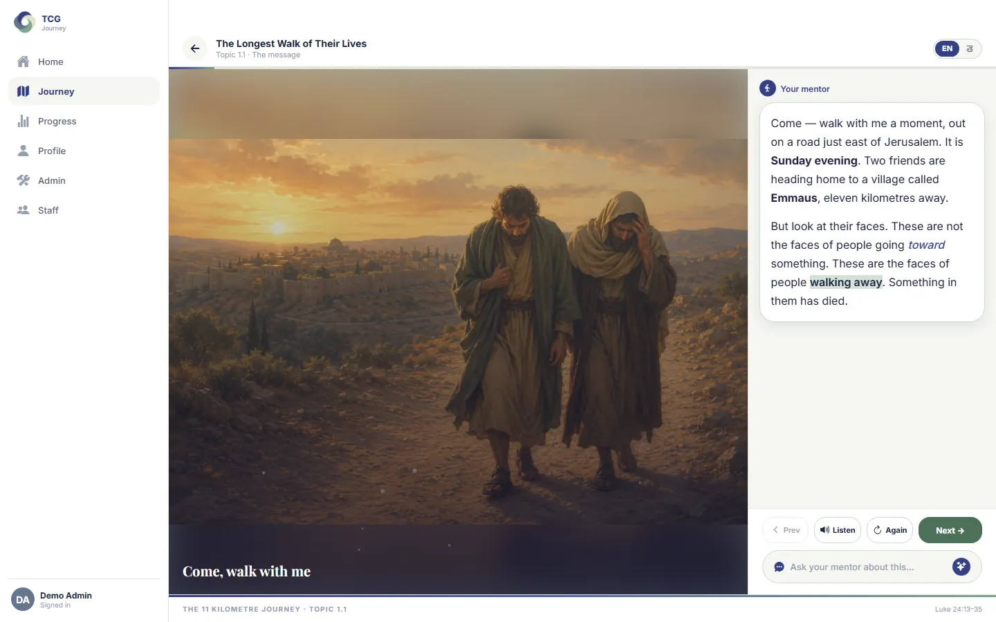 The web app showing an illustrated sermon
